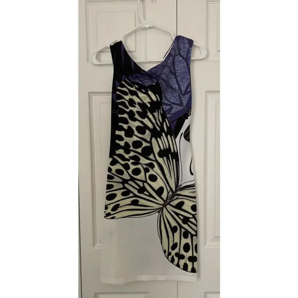 Roberto Cavalli Multicolor Butterfly Print Dress Size: 40 - Picture 2 of 9